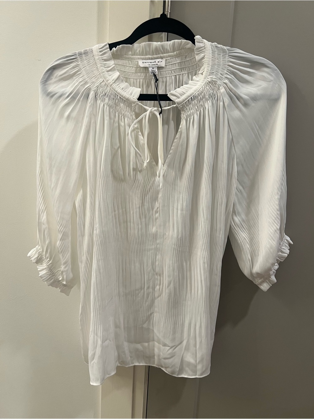 NWT Current Air White Tie-Neck Blouse